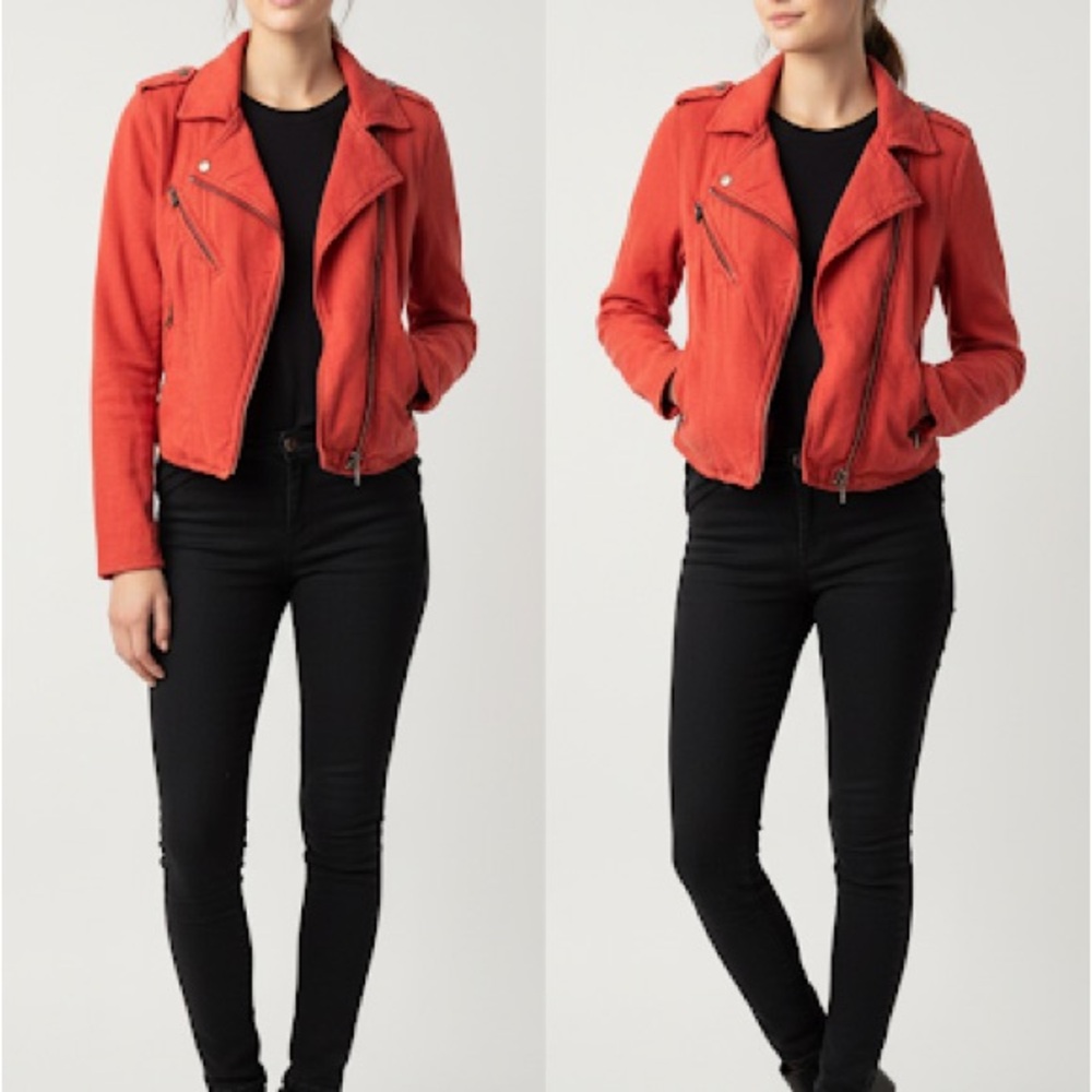 Free People Vibrant Red Motorcycle Jacket